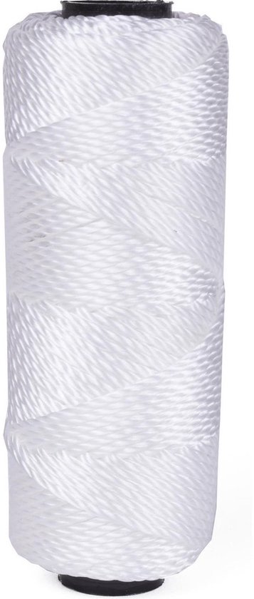Touw bouwlijn - wit - 50 meter x 1,8 mm - tegelen/metselen - bouwlijntouw - Metseldraad - Uitzettouw - Bouwkoord - spanlijn