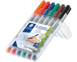 STAEDTLER Lumocolor F non-permanent pen - Box 6 kleuren