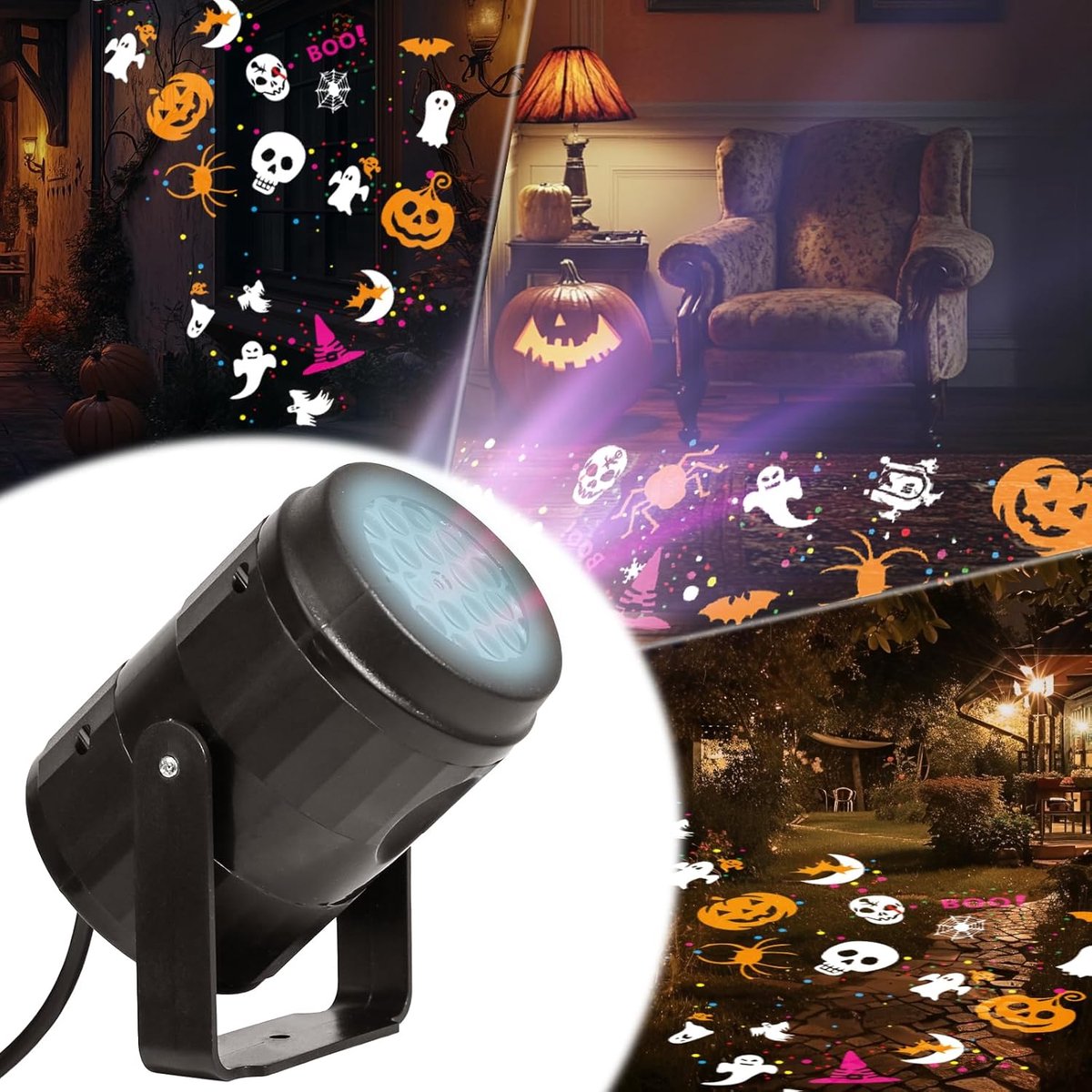 halloween projector-Halloween-Halloween Decoratie-Halloween Projector Licht Buiten/Binnen - Waterdichte LED-Lichtprojector - Voor Cadeaus- Halloween Decoraties - Halloween Projector - Lichtshow voor Thuisfeesten (4W-USB- 5V-Plug-in)