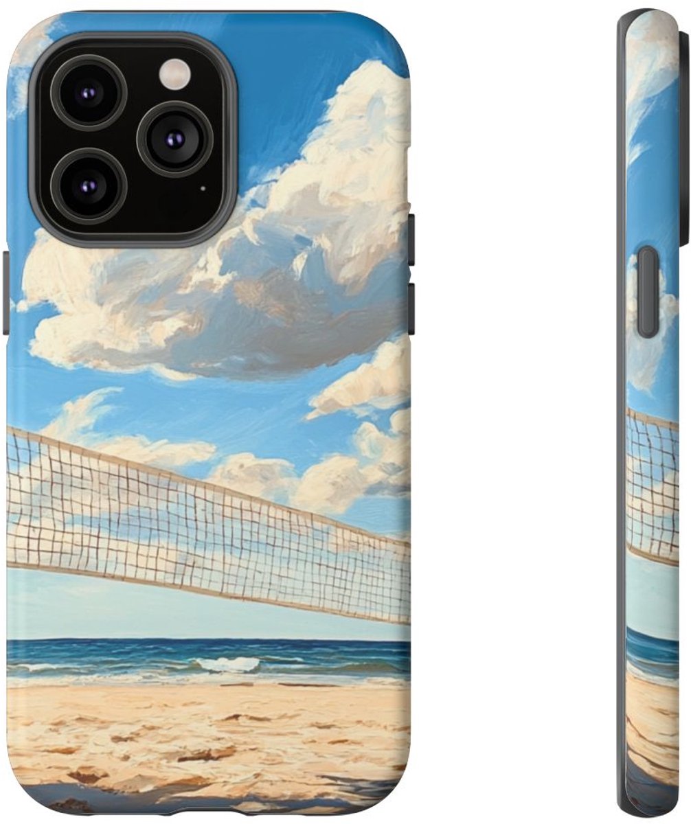 Volleybalnet op Zonnig Strand – Telefoonhoesje Geschikt voor iPhone 14 Pro Max