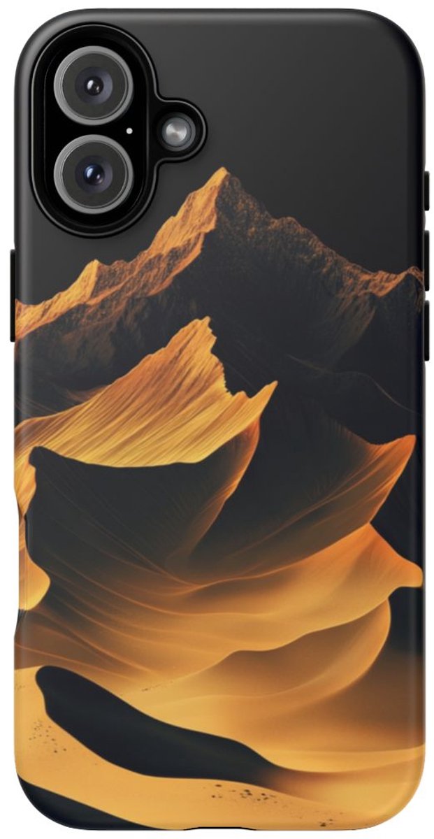 Gouden Gradient Berglandschap – Telefoonhoesje Geschikt voor iPhone 16 Plus