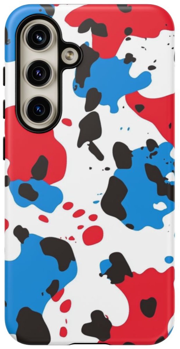 Rood-Blauw Abstracte Vlekkenpatroon – Telefoonhoesje Geschikt voor Galaxy S24