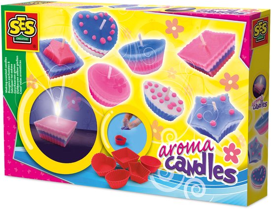 SES Creative - Hobby Pink - Geurkaarsen - Knutselen Meisjes - Kaarsen Maken - 5 Vormpjes en 3 Kleuren - Vanaf 6 jaar