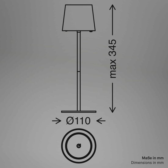 Briloner SUTA - Lampe de table rechargeable - 7670016 - Intensité variable - Fonction tactile - Protection contre les éclaboussures IP44 - Couleur de lumière blanc chaud - Batterie et source lumineuse interchangeables - Ø11 x 33 cm - Blanc vieilli