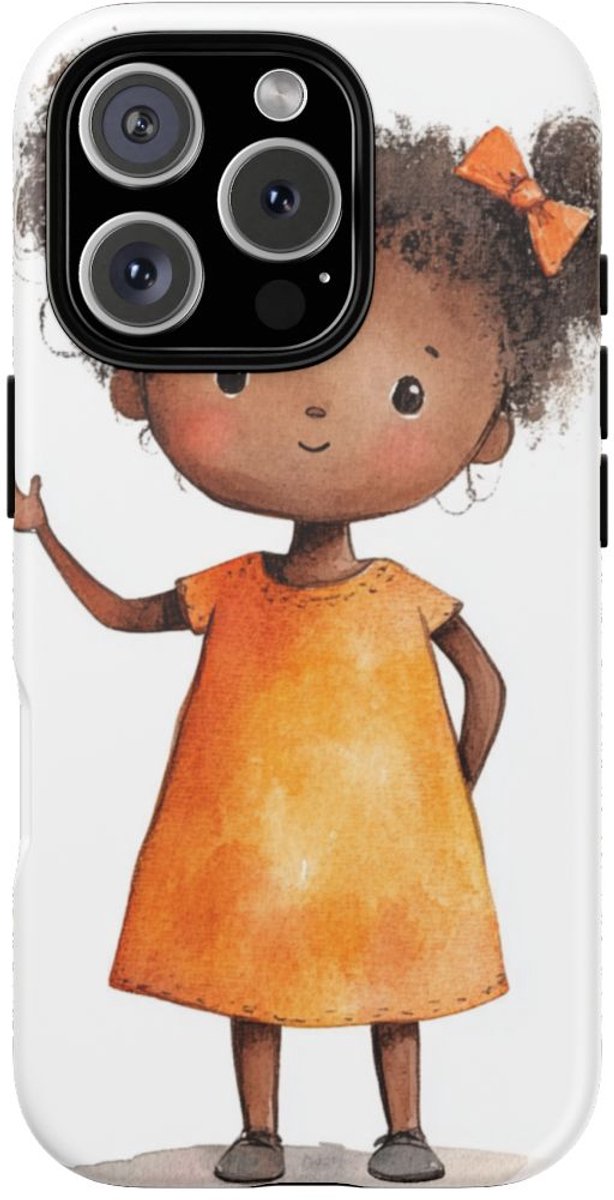 Schattige Meisje Waterverf Illustratie – Telefoonhoesje Geschikt voor iPhone 16 Pro