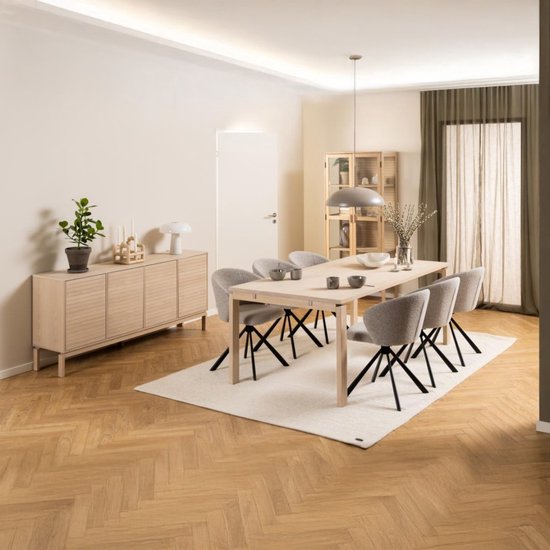 Buffet Linley 180x40x80cm avec quatre portes - placage de chêne blanc - Actona - Armoires de salon - Blanc - Placage|MDF - Armoires de salon