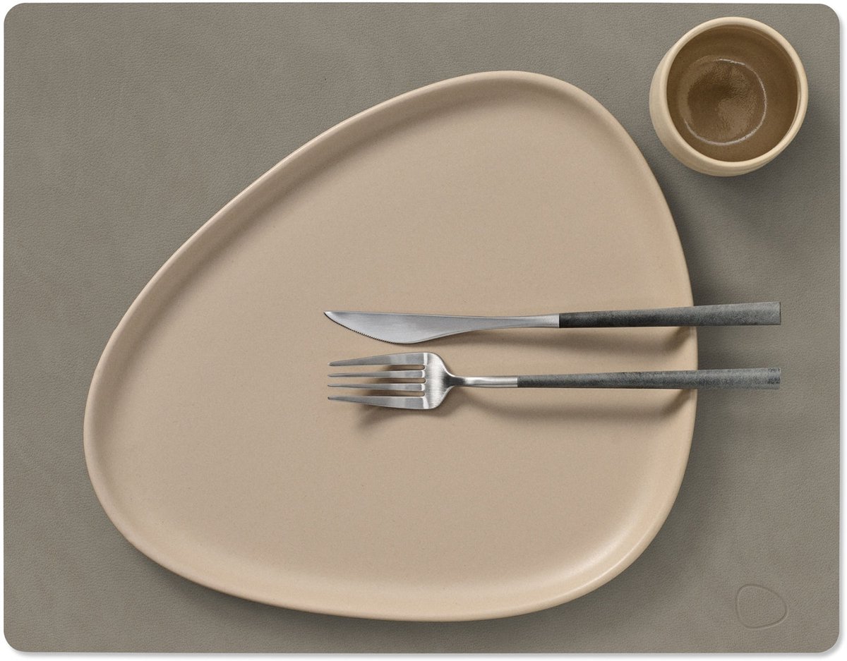 LIND DNA Placemats Nupo - Leer - Flint Grey - 45 x 35 cm - 2 Stuks