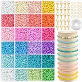 Kralen voor armbanden, 3 mm, macaron-kralenset, 24 kleurrijke kralen om te rijgen, pastel, mini-glazen kralen, armbanden zelf maken, voor doe-het-zelf sieraden, feestdagen, feesten, beloningen