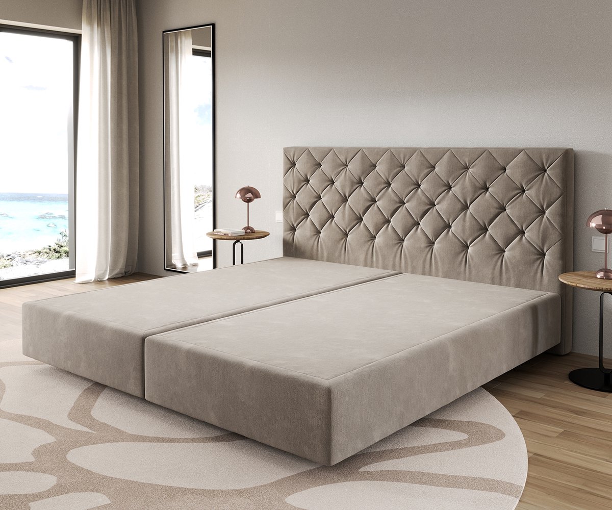 Boxspring frame Dream-Groot microvezel beige 200x200 cm - Boxspring - €729,90