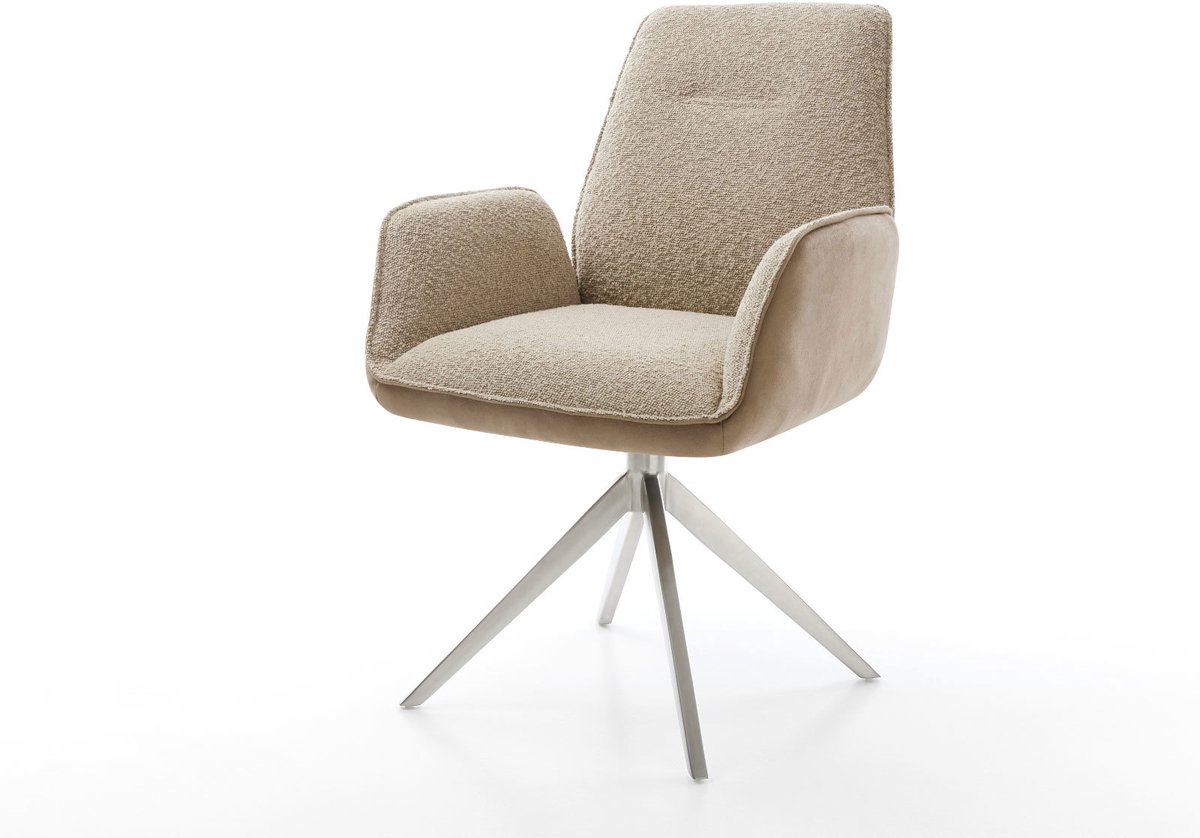 Eetkamerstoel Zoa-Flex kruisframe breed roestvrij staal materiaalmix mud 360° draaibaar ro