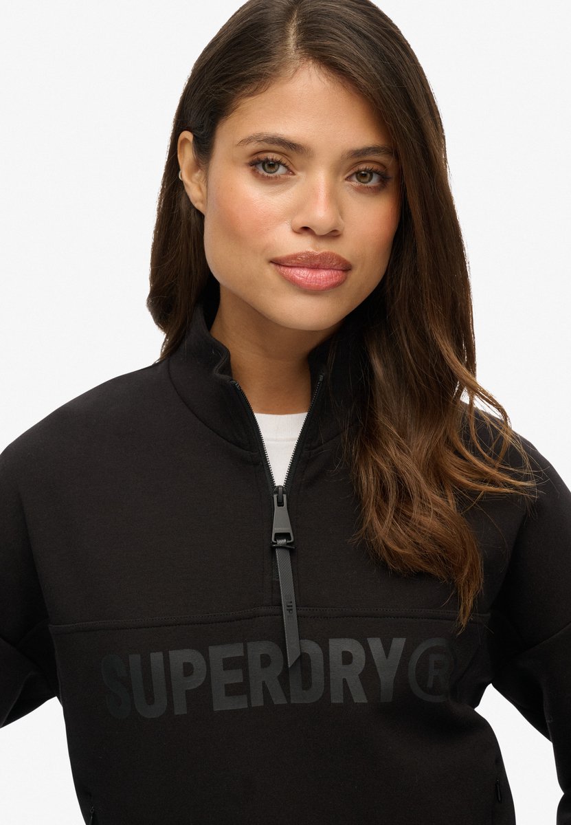 Superdry Active Tech Logo Relaxed Halfzip Sweater Dames Truien Zwart