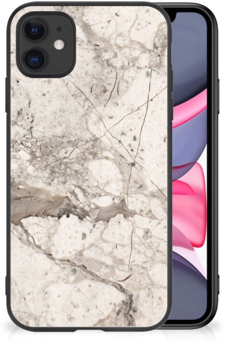 iPhone 11 Marmeren Print Telefoonhoesje Marmer Beige
