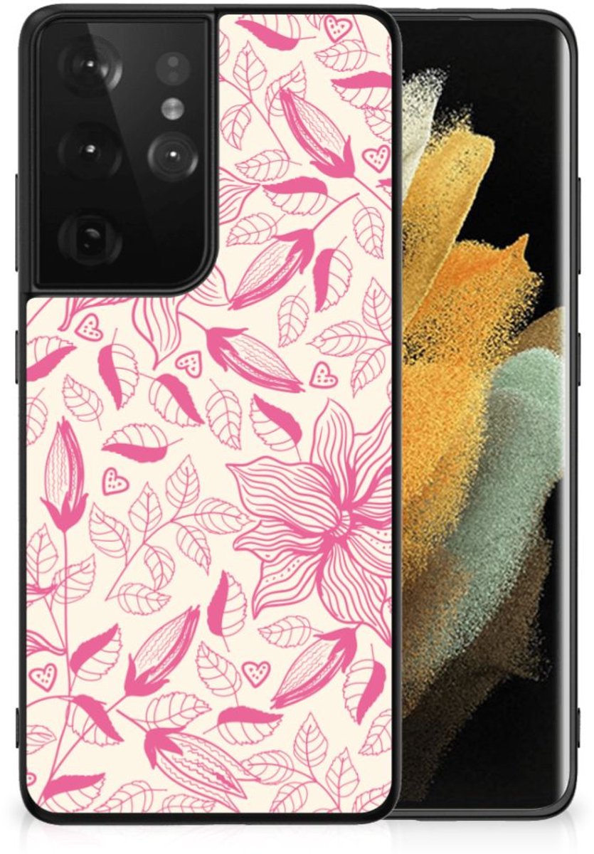 Samsung Galaxy S21 Ultra Bloemen Hoesje Pink Flowers
