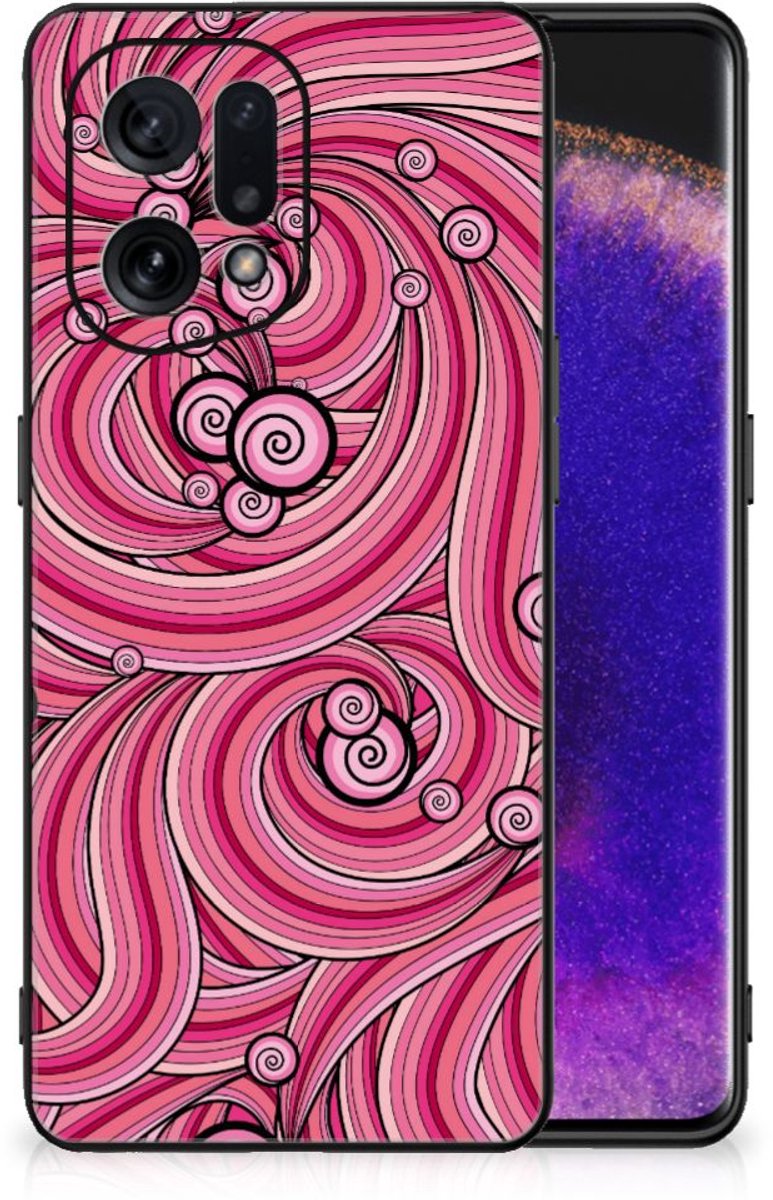 OPPO Find X5 Leuk Telefoonhoesje Swirl Pink