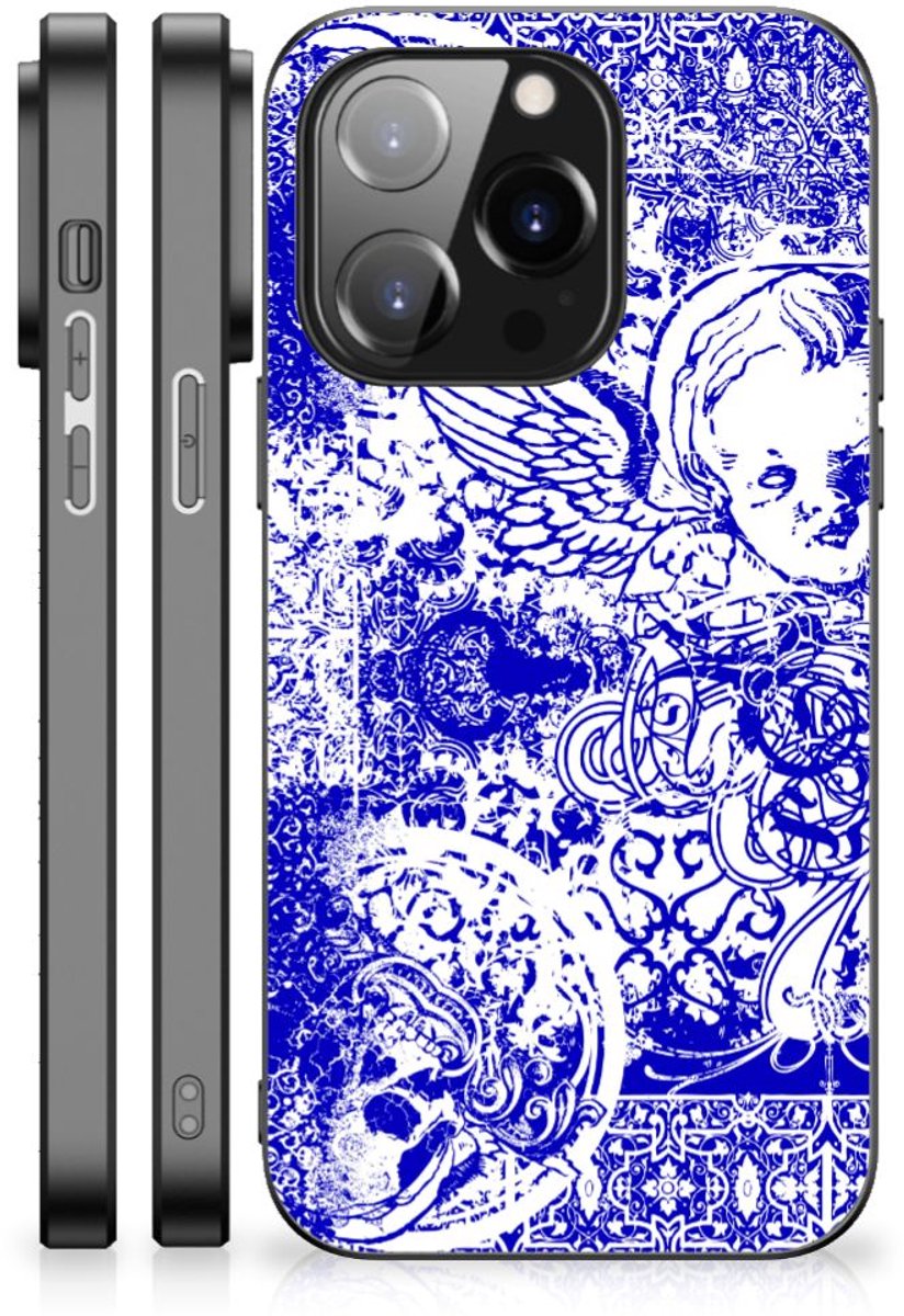 Telefoonhoesje iPhone 14 Pro Angel Skull Blauw