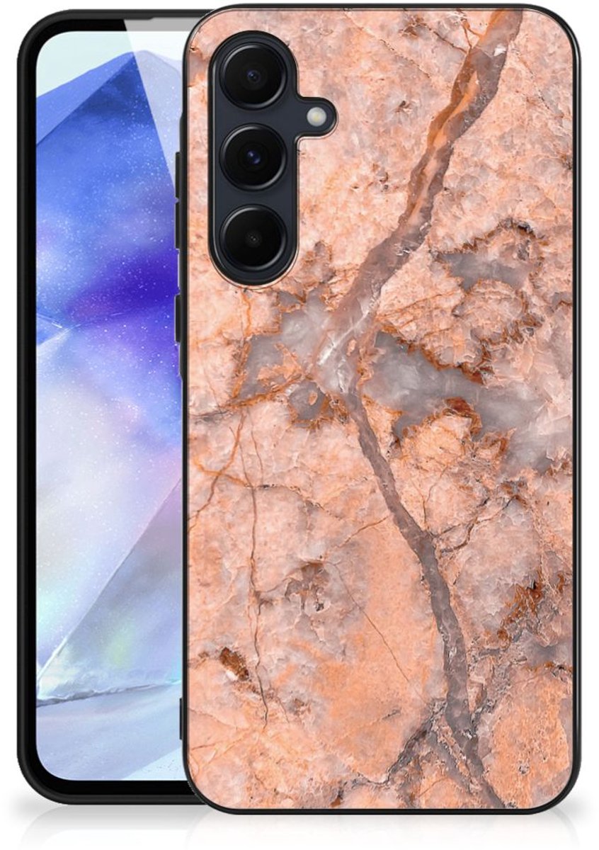 Samsung Galaxy A55 Marmeren Print Telefoonhoesje Marmer Oranje