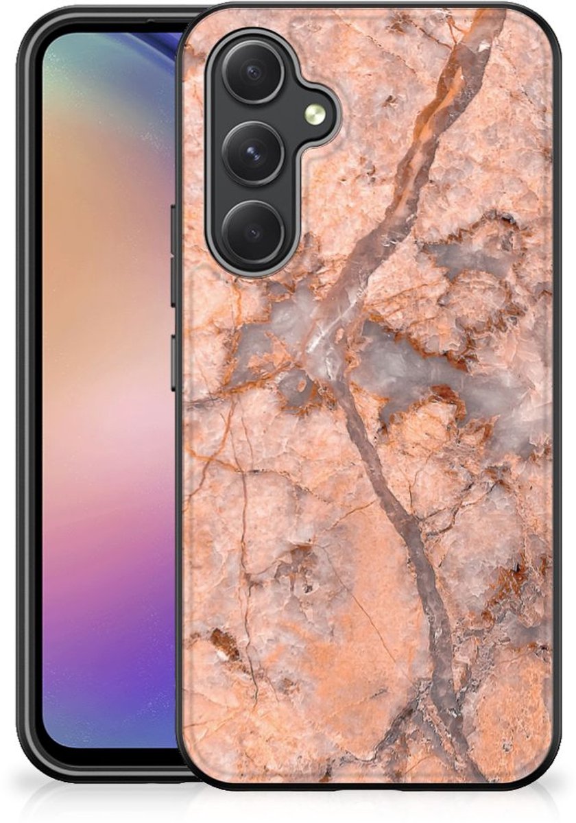 Samsung Galaxy A54 Marmeren Print Telefoonhoesje Marmer Oranje