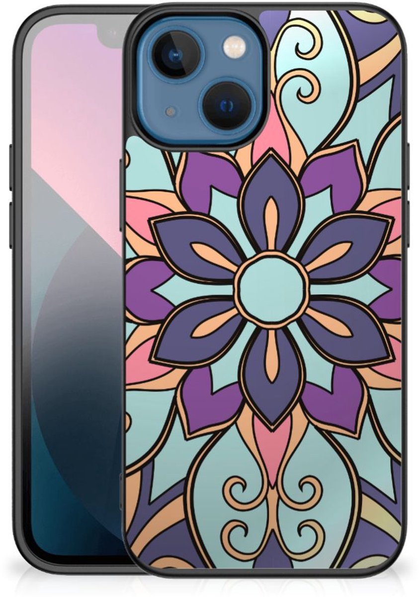 Apple iPhone 13 mini Bloemen Hoesje Purple Flower