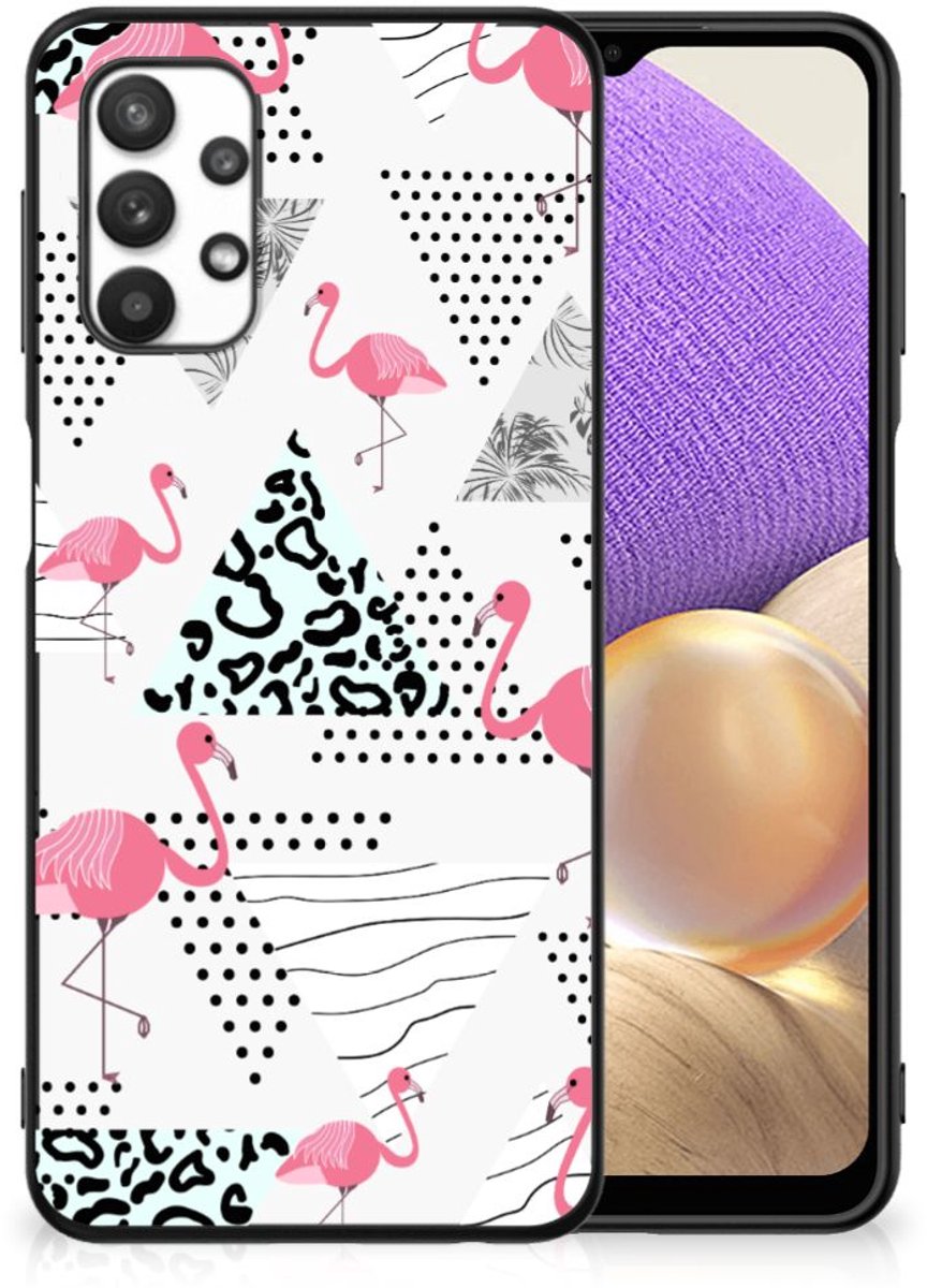 Back Cover voor Samsung Galaxy A32 5G Dierenprint Telefoonhoesje Flamingo Triangle