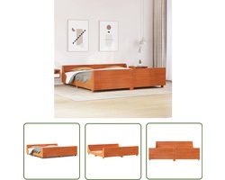 vidaXL Massief Hout - Bed Frame - Bedframe zonder matras massief grenenhout wasbruin 180x200 cm - Grenen - Bedbank - Slaapkamers