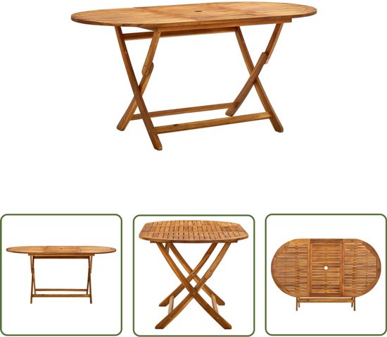 vidaXL Tuintafel inklapbaar 160x85x75 cm massief acaciahout