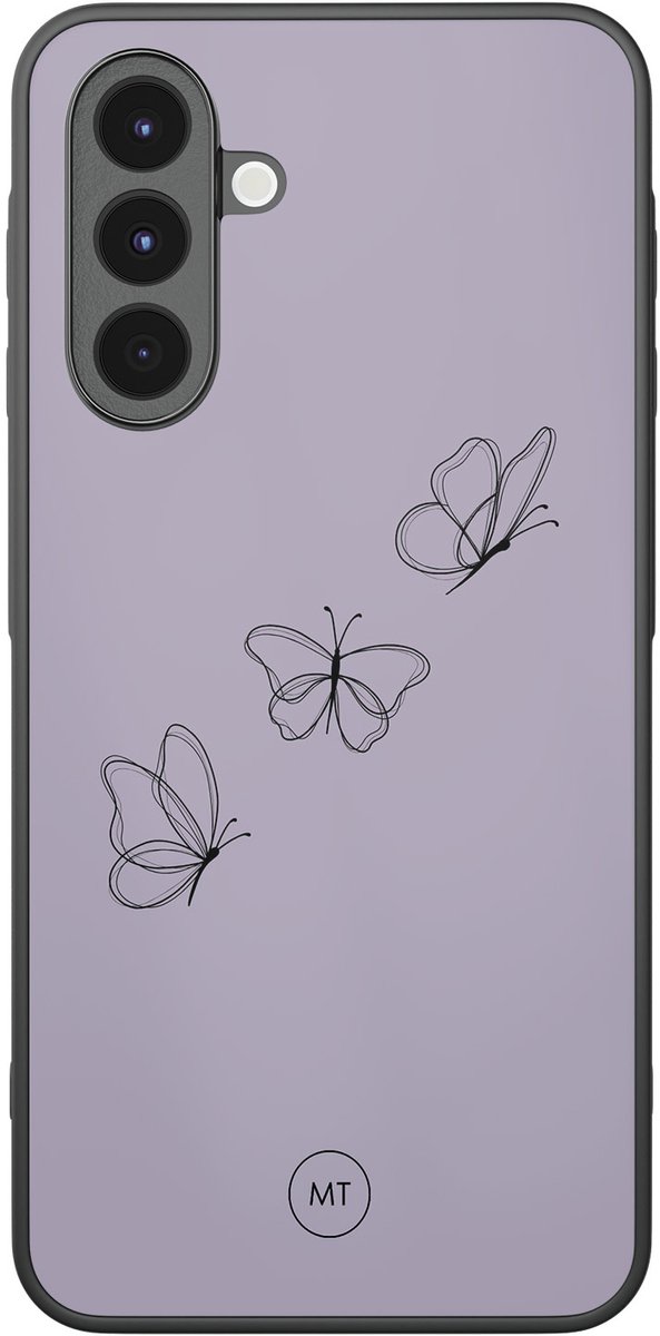 Hoesje geschikt voor Samsung Galaxy A16 - Vlindertjes - TPU Hard Case Backcover - Paars - Mooie Telefoonhoesjes