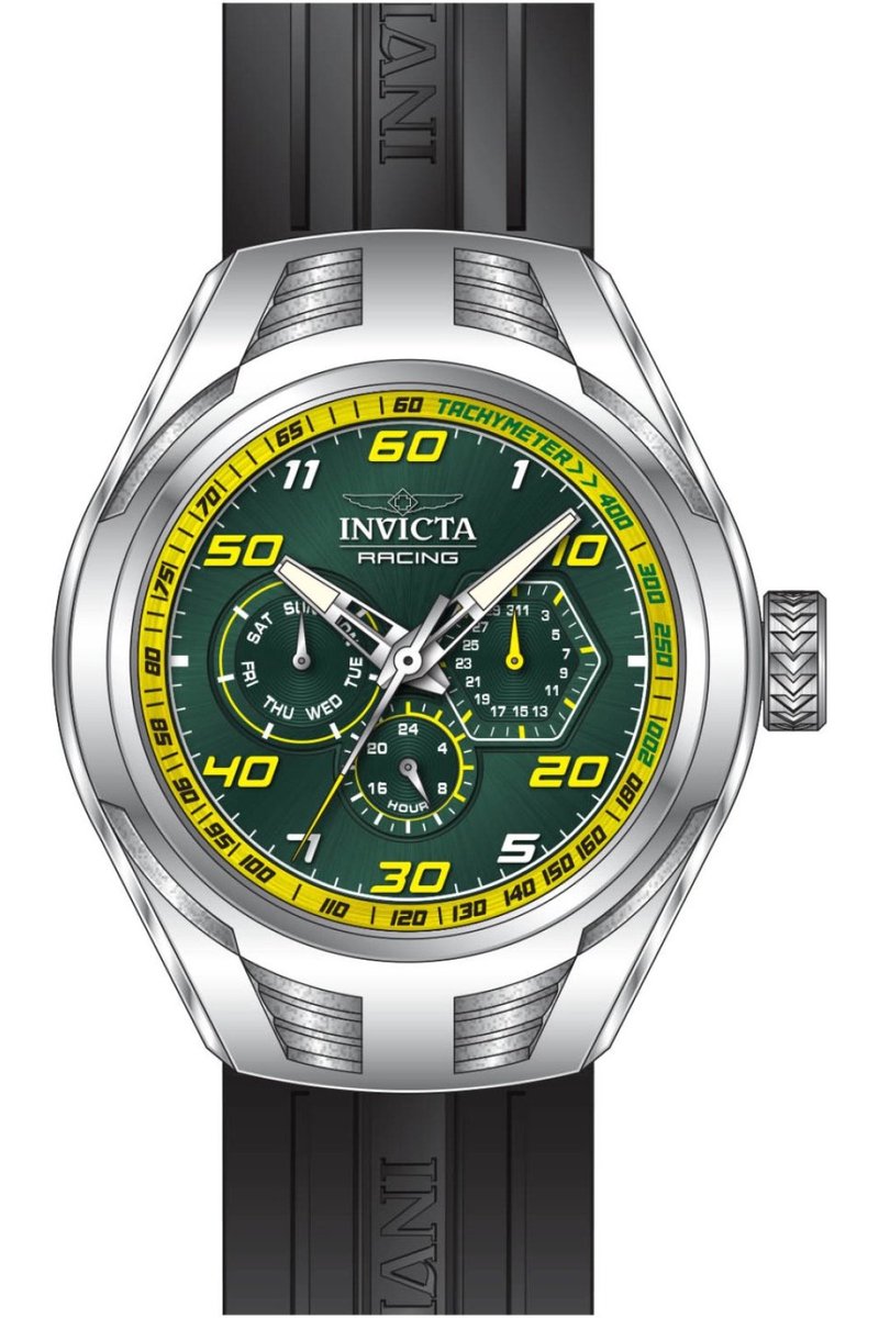 Invicta Racing 47728 Heren Horloge - Waterdicht - Analoog - Quartz Uurwerk - Roestvrij Staal met groene Wijzerplaat - 46mm
