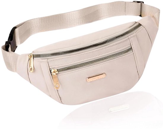 Sac banane - Portefeuille de voyage - Ceinture porte-monnaie - Sac banane - Sac banane homme et femme - Voyage - Plein air - Randonnée - Sport - Sac pour téléphone - Blanc cassé - Fashion Favorite