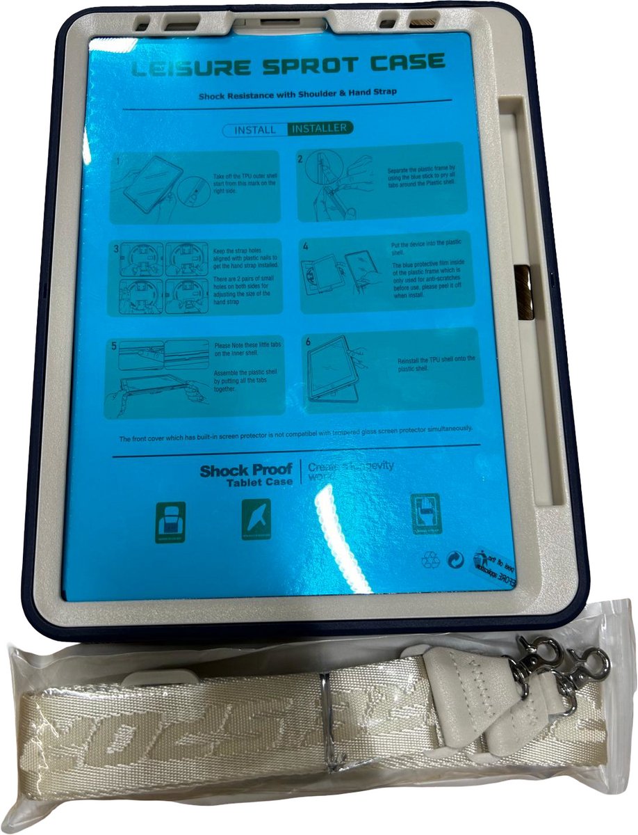 iPad Pro 11 Air 4 10.9 met stand en rotatie + halsband Donkerblauw