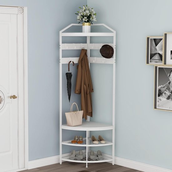 Outbors Kledingrek van metaal, moderne kledingstandaard voor de entree, moderne T-vormige vloerhanger, hal, slaapkamer, kantoor, 39 x 26 x 175 cm, wit Outbors Kledingrek van metaal, moderne kledingstandaard voor de entree, moderne T-vormige vloerhanger, hal, slaapkamer, kantoor, 39 x 26 x 175 cm, wit