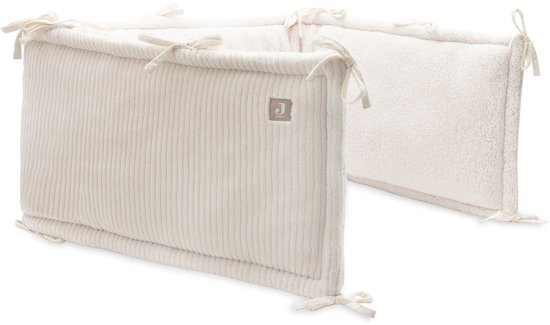 Foto: Jollein bedomrander 180x30cm baby bedbumper ledikant acryl katoen cloudy rib oatmeal