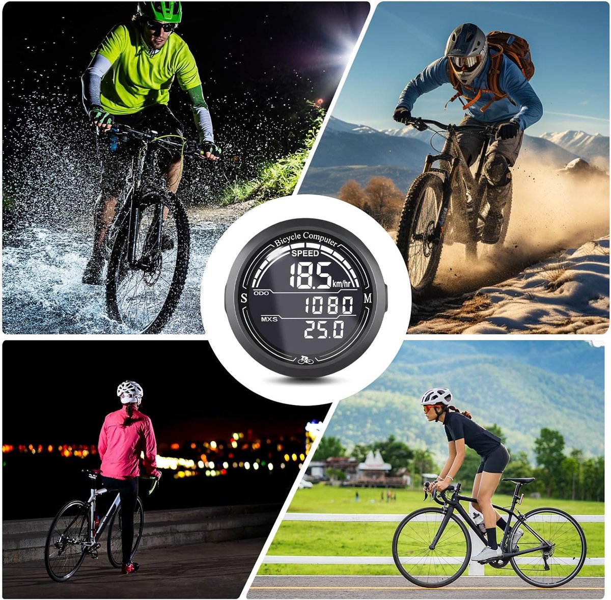 Fietscomputer-kilometerteller fiets-snelheidsmeter fiets-Draadloze fietscomputer - 2,2" LCD-scherm, automatische achtergrondverlichting - Universeel 12 functies, IP67 waterdicht - Fietssnelheidsmeter en kilometerteller, geschikt voor fietsen - Grijs – foto 8