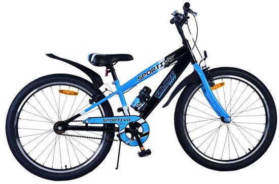 Volare Sportivo Kinderfiets - Jongens - 24 inch - Zwart Blauw - Twee Handremmen