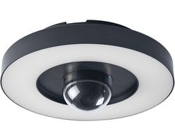 OSRAM SMART+ buiten wand- & plafondlamp + camera, warm witte LED-lamp (3000K), hoogwaardige polycarbonaat behuizing in donkergrijs, geïntegreerde speaker, geheugenkaart, slimme WiFi-technologie