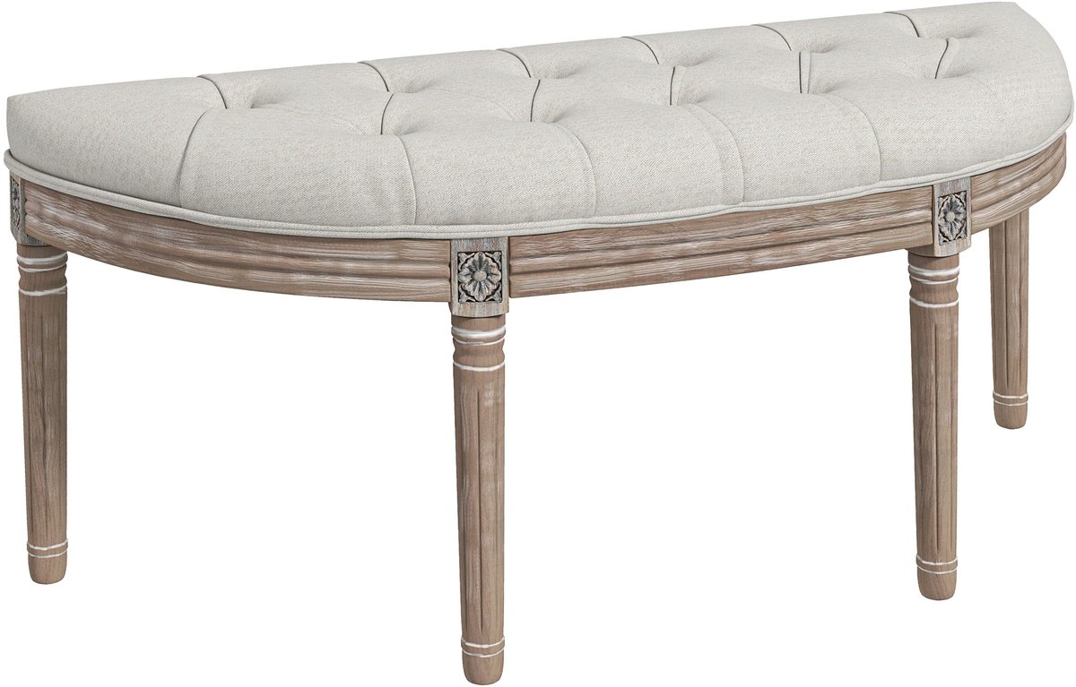 HOMCOM-Eindbank-Linnenlook stof-110x44x49cm-Crème
