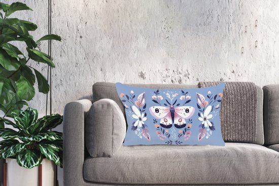 Sierkussens - Kussentjes Woonkamer - 60x40 cm - Vlinder - Vleugels - Stippen - Bloemen