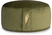 MindBaas - Meditatiekussen - Eco - Rond - Groen Velvet - Dubbel Gestikt - 15 x 33 cm (hoogte x diameter) - Yoga kussen - Yogakussen