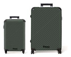NoBoringSuitcases.com NoBoringSuitcases.com® - Kofferset 2 delig - Koffer lichtgewicht - Groen grijs met abstracte lijnen - Reiskoffer set met 4 wielen - Koffers met TSA slot