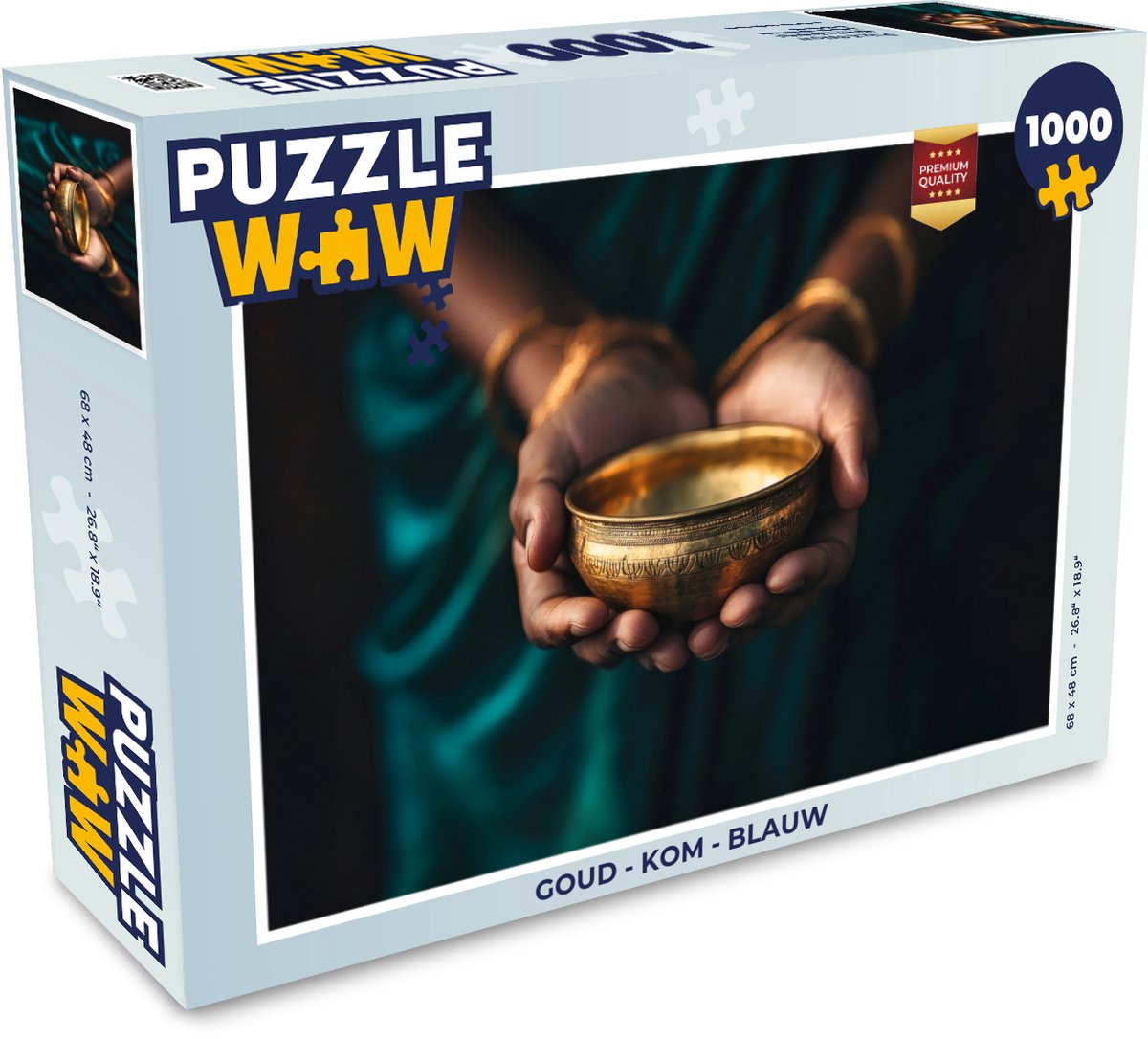 Puzzel Goud - Kom - Blauw - Legpuzzel - Puzzel 1000 stukjes volwassenen