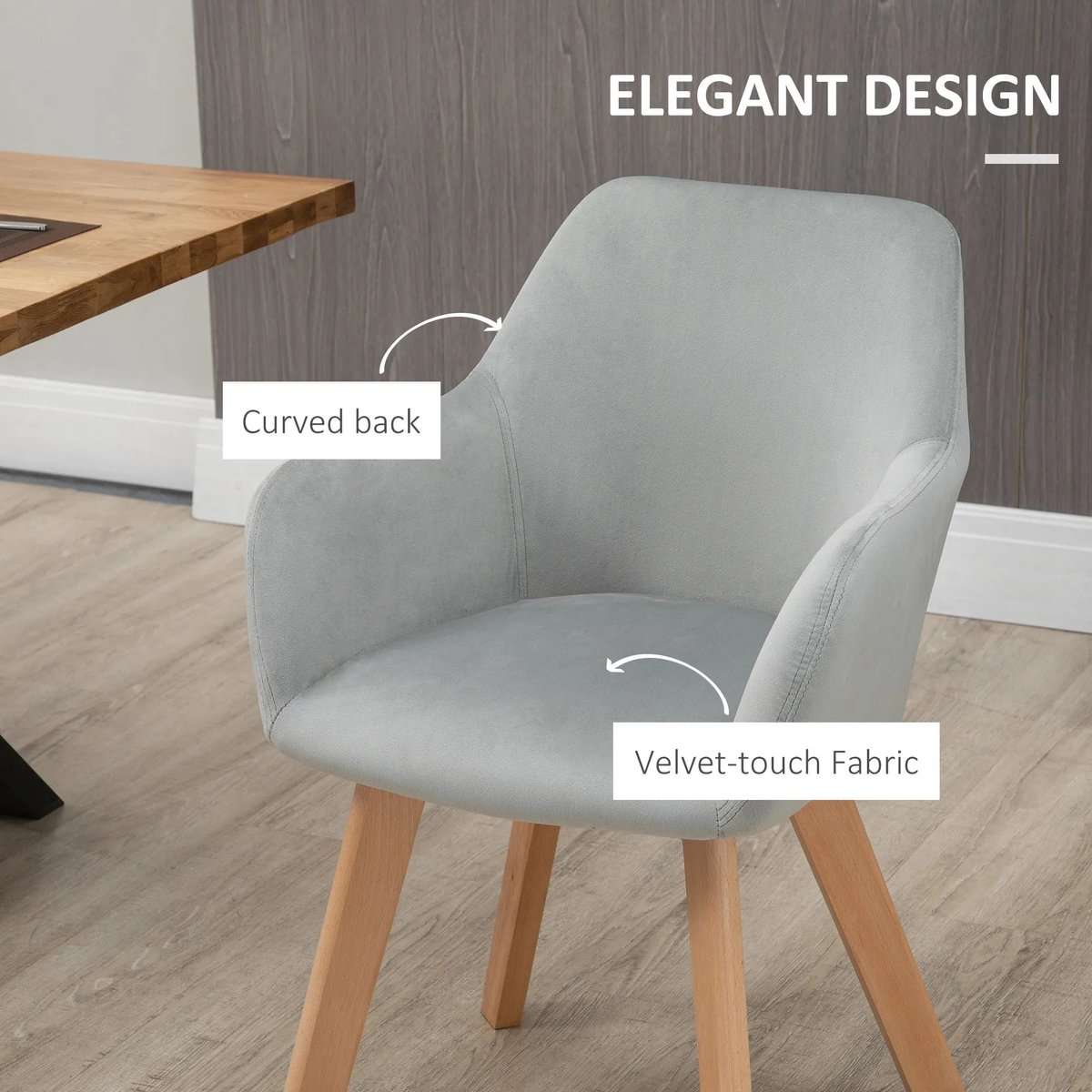 Eetkamerstoel – Dining Chair – Velours Stoel – Fluwelen Stoel – Rubberhout Frame – Zacht C