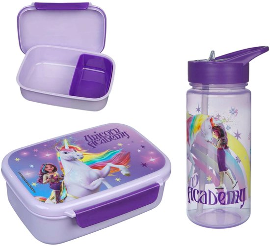 Unicorn Academy Lunchset; Fles en Lunchbox