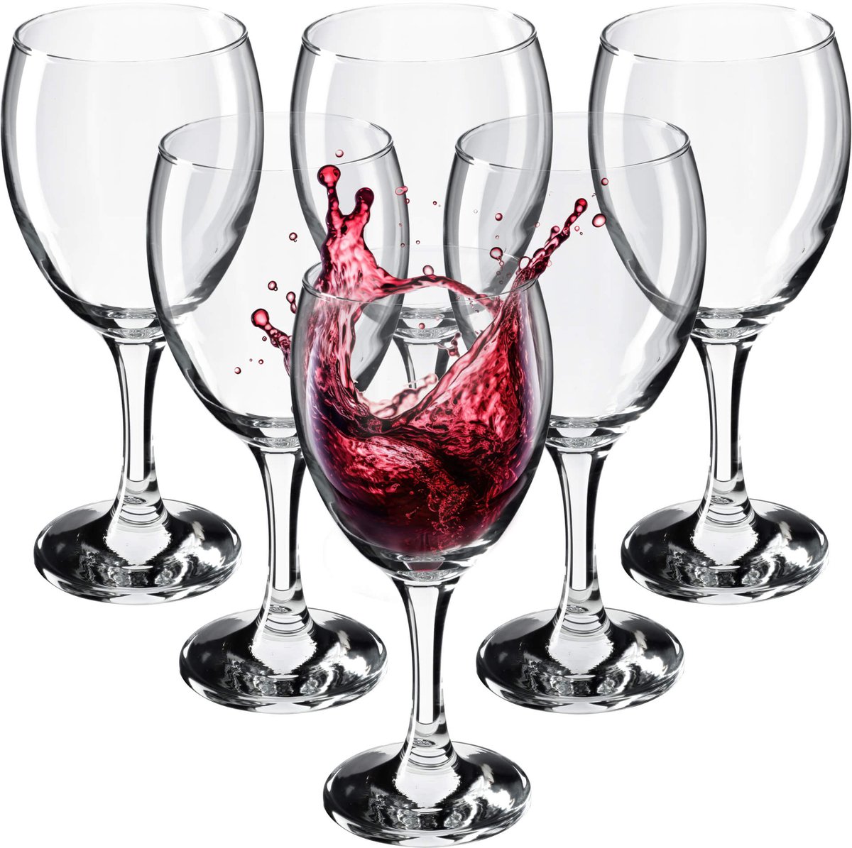 KADAX Wijnglazen, vaatwasmachinebestendige wijnkelk, hoogwaardige en elegante glazen voor rode en witte wijn, wijnglas met lange stijl, kelkglazen voor het serveren (6 x 340 ml, voor rode wijn)