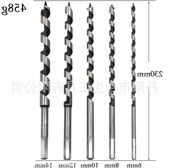 Foto: Byshane houten slangenboren set 23 cm schroefboren met zeskant 6 8 10 12 14 mm 5 delige set boorset voor houtbewerking duurzaam en veelzijdig gereedschap 