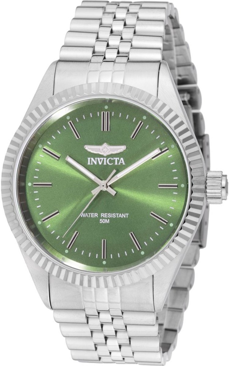 Invicta Specialty 49313 Heren Horloge - Waterdicht - Analoog - Quartz Uurwerk - Roestvrij Staal met groene Wijzerplaat - 43mm