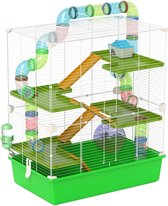 PawHut-Hamsterkooi-59x36x69cm-Staal-Groen
