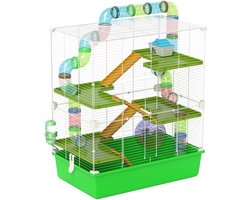 PawHut-Hamsterkooi-59x36x69cm-Staal-Groen