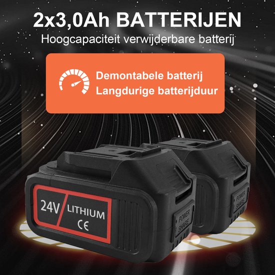 Grenintol® 24V Accu - Lithium Batterij 3000 mAh - Grastrimmer - Bosmaaier - Kantenmaaier - Ook geschikt voor Mini Kettingzaag - set van 2 - Extra lange batterijduur, krachtige prestaties van Grenintol — afbeelding 2