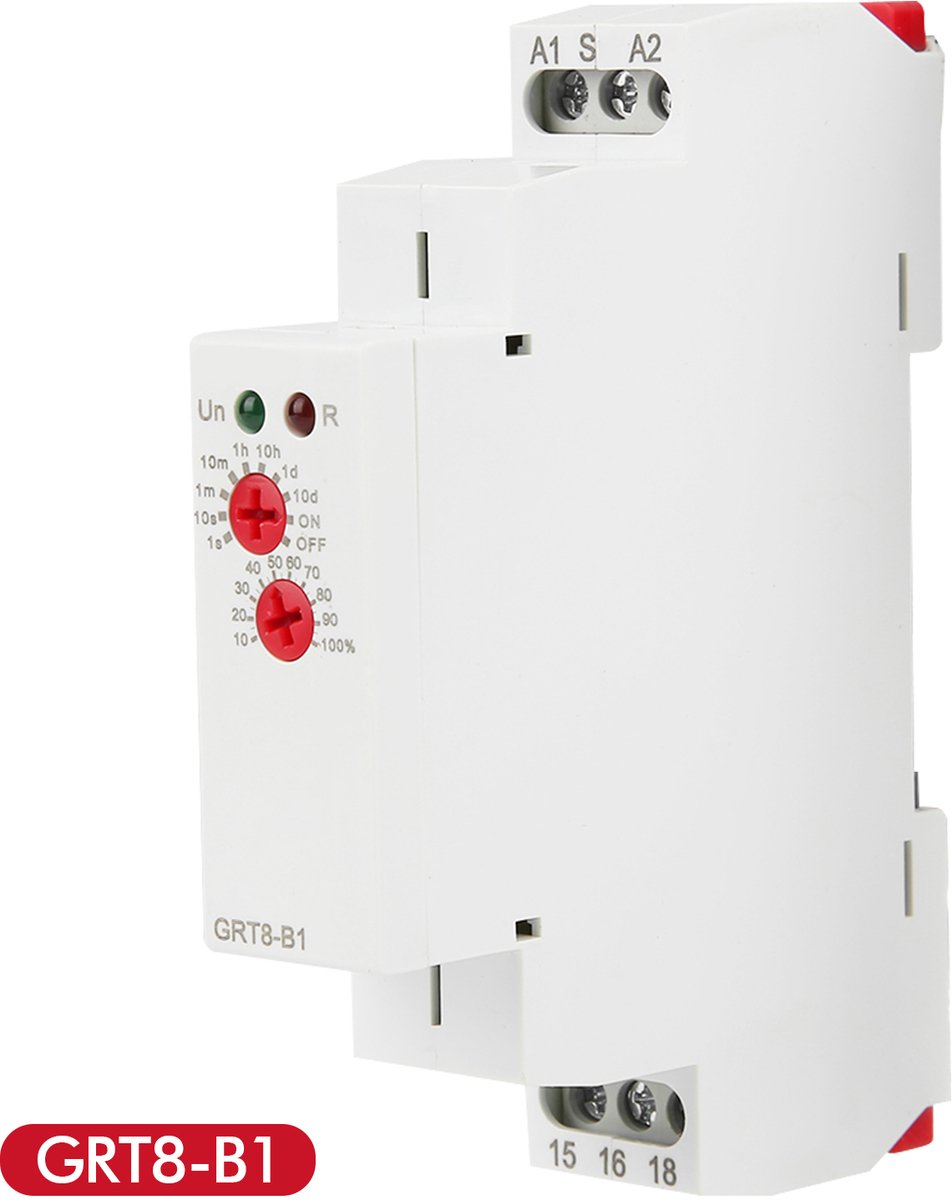 Creatorally Tijdrelais - 12 V Tijdschakelaar​ - GRT8-B1 Mini Timer Relais - DIN rail type - installatieautomaat - AC/DC 12 V 240 V