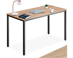 tectake® Bureau - Computerbureau - (Bureau)tafel van hout en metaal voor woonkamer, kantoor of eetkamer - Industrieel design - Zwart metalen frame - Afmetingen (LxBxH) 120 x 60 x 75,5 - Lichtbruin