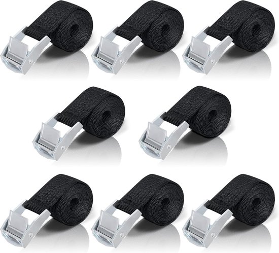 Foto: 8 stuks fietsdragerriemen korte riemen met clips korte riemen met ratel 1m kleine riemen voor auto s fietsen karren motoren bagage kamperen zwart